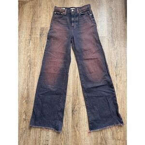 Levi's Ribcage Wide Leg Jeans Women's Size 25 Distressed Bleached Wide Leg Raw H